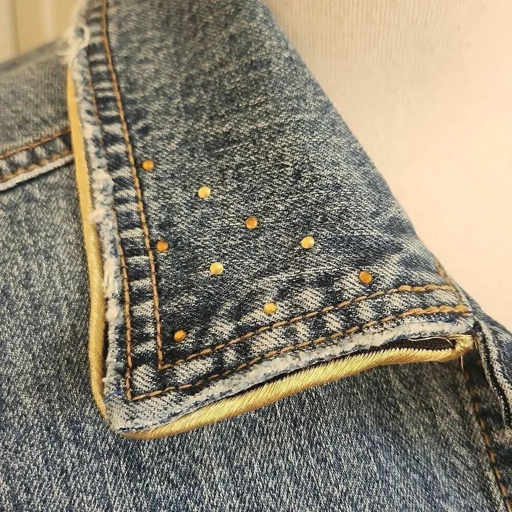 Universal Thread Upcycled Denim "Growling Tiger" Trucker Jacket, XL - Picture 3 of 12